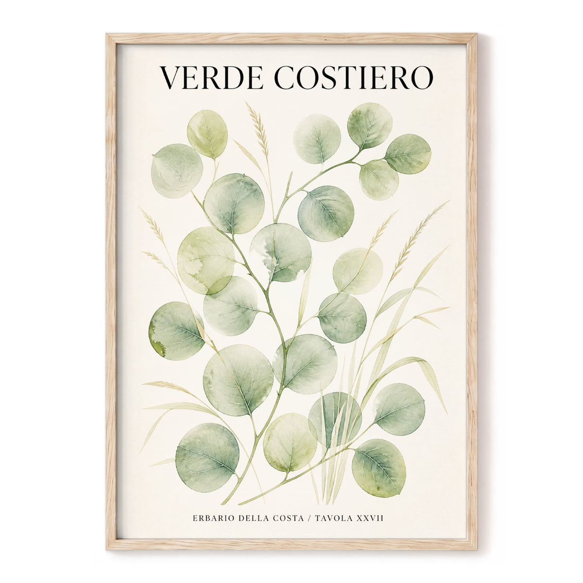 Coastal Green Study, green, beige nature wall art, front artwork view