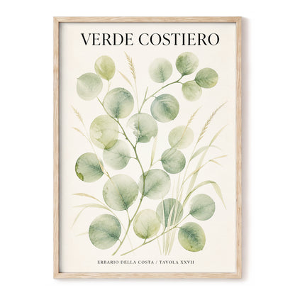 Coastal Green Study, green, beige nature wall art, front artwork view