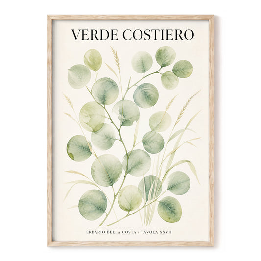Coastal Green Study, green, beige nature wall art, front artwork view