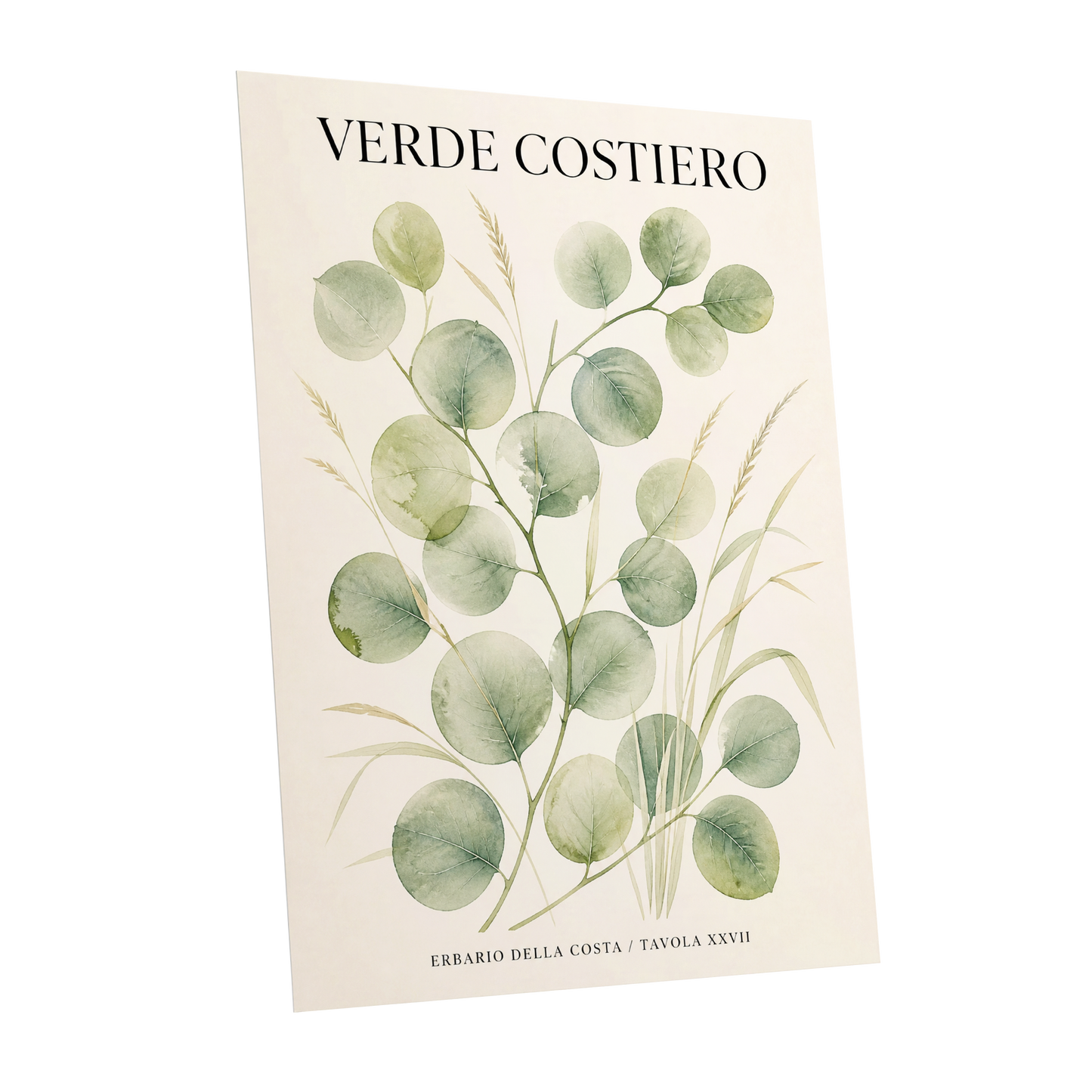 Coastal Green Study, green, beige nature wall art shown as a unframed poster wall art print