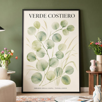 Coastal Green Study, green, beige nature wall art displayed in a styled interior, gallery view 4