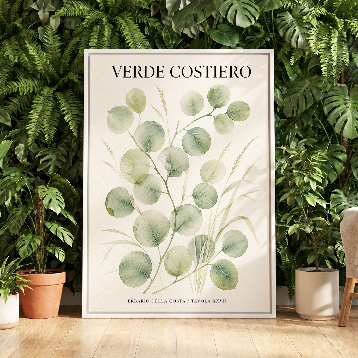 Coastal Green Study, green, beige nature wall art displayed in a styled interior, gallery view 5