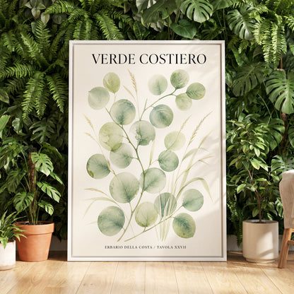 Coastal Green Study, green, beige nature wall art displayed in a styled interior, gallery view 5