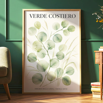 Coastal Green Study, green, beige nature wall art displayed in a styled interior, gallery view 6