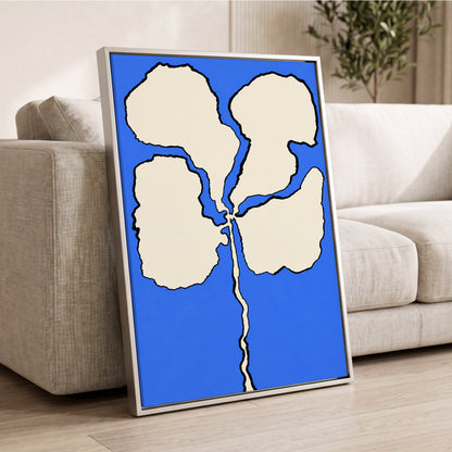 Cobalt Bloom, blue, beige, black floral wall art displayed in a styled interior, gallery view 8