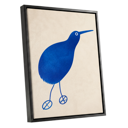 Cobalt Curiosity, blue, beige, white nature wall art shown as a black framed canvas wall art