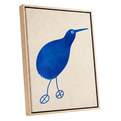 Cobalt Curiosity, blue, beige, white nature wall art shown as a oak framed canvas wall art