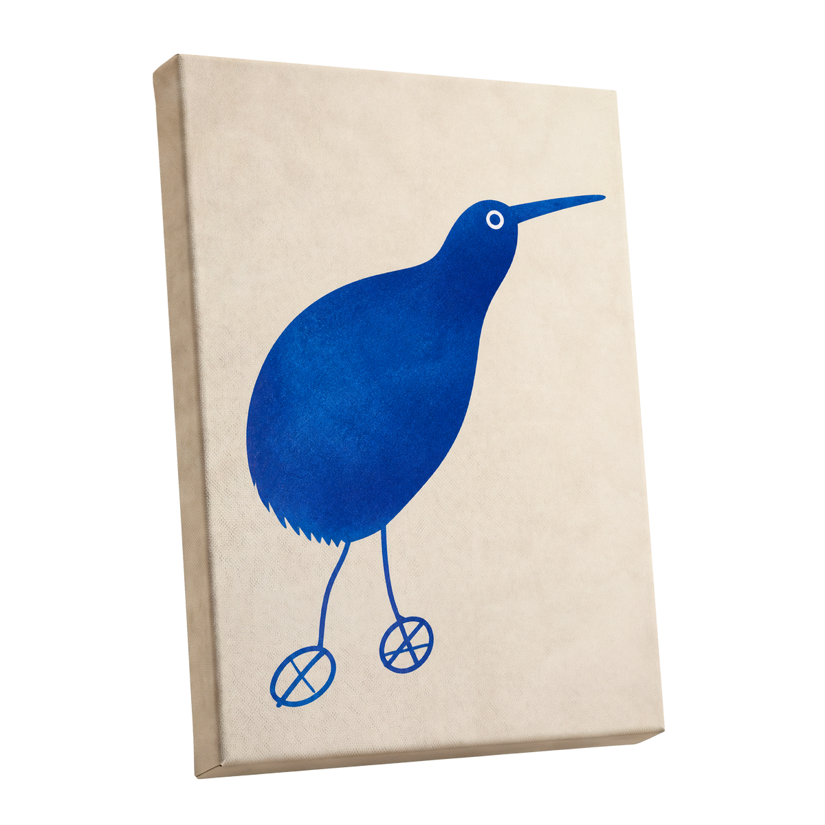 Cobalt Curiosity, blue, beige, white nature wall art shown as a stretched canvas wall art