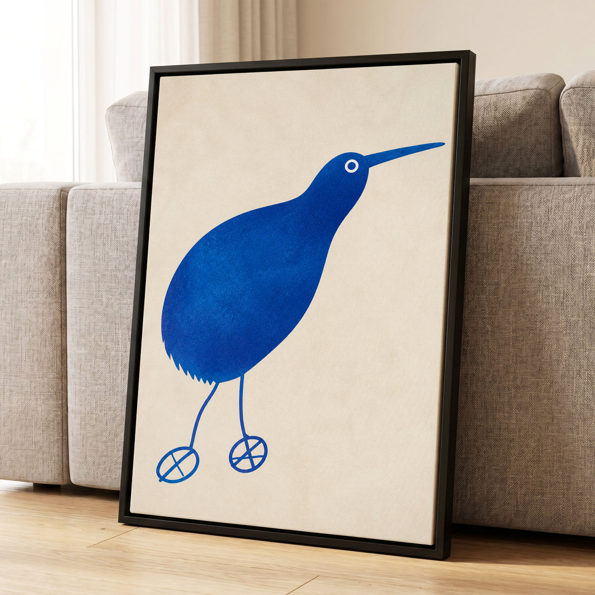 Cobalt Curiosity, blue, beige, white nature wall art displayed in a styled interior, gallery view 4