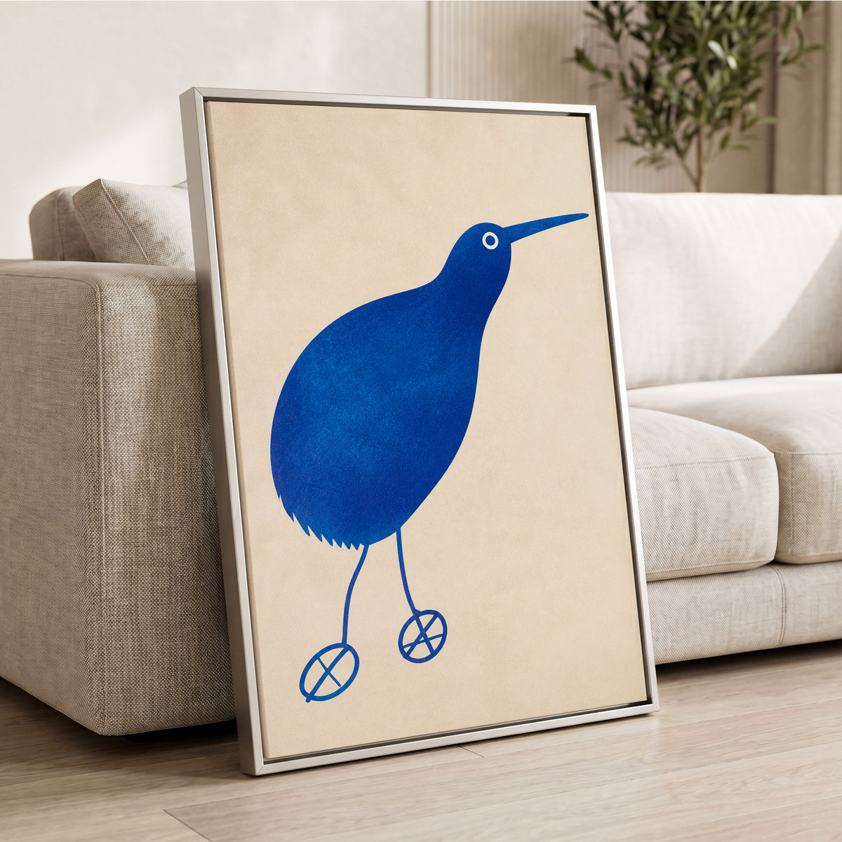 Cobalt Curiosity, blue, beige, white nature wall art displayed in a styled interior, gallery view 8