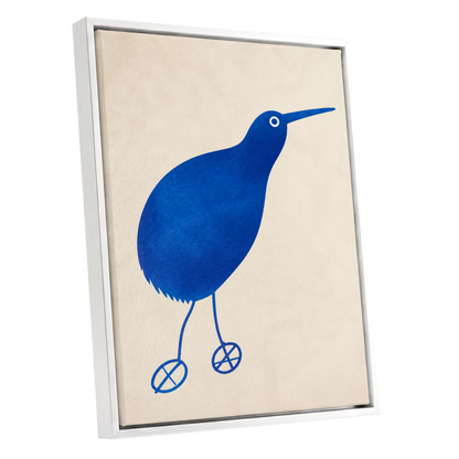 Cobalt Curiosity, blue, beige, white nature wall art shown as a white framed canvas wall art