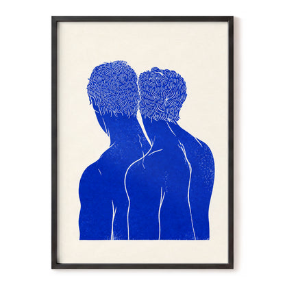 Cobalt Duo, blue, beige, white minimalist wall art, front artwork view