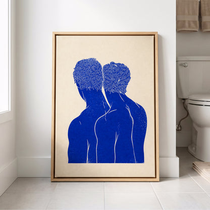 Cobalt Duo, blue, beige, white minimalist wall art displayed in a styled interior, gallery view 8