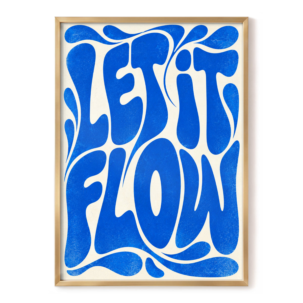 Cobalt Flow, blue, beige abstract wall art, front artwork view