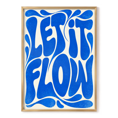 Cobalt Flow, blue, beige abstract wall art, front artwork view