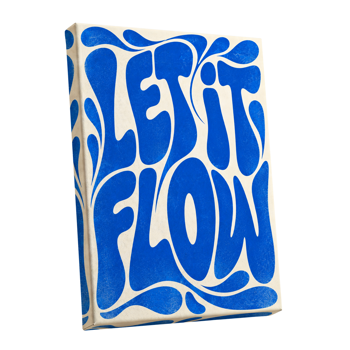 Cobalt Flow, blue, beige abstract wall art shown as a stretched canvas wall art