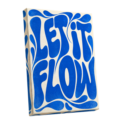 Cobalt Flow, blue, beige abstract wall art shown as a stretched canvas wall art