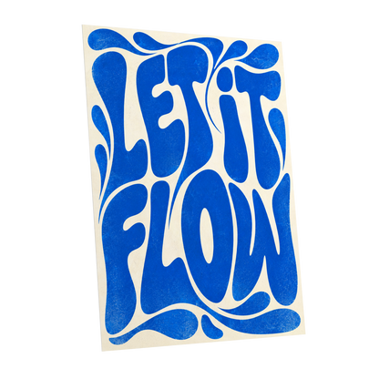 Cobalt Flow, blue, beige abstract wall art shown as a unframed poster wall art print