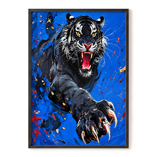 Cobalt Fury, blue, black, white nature wall art, front artwork view