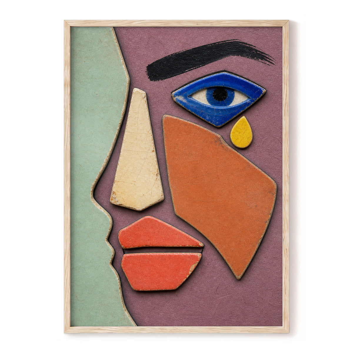 Cobalt Gaze, purple, green, orange abstract wall art, front artwork view