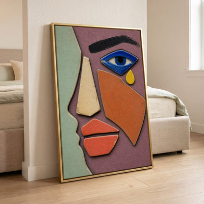 Cobalt Gaze, purple, green, orange abstract wall art displayed in a styled interior, gallery view 4