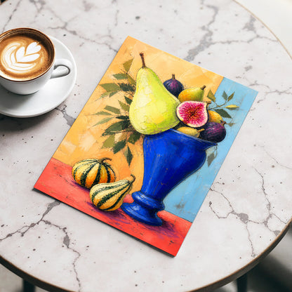 Cobalt Harvest, blue, green, orange nature wall art displayed in a styled interior, gallery view 5