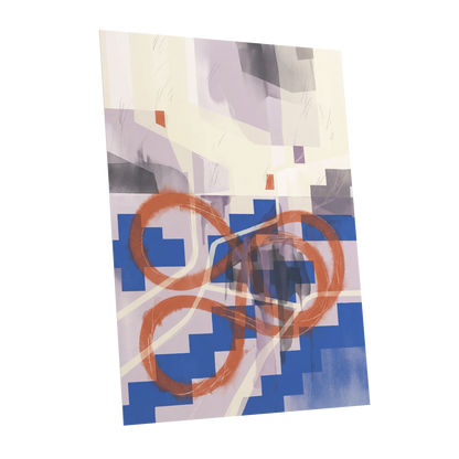 Cobalt Loops, blue, orange, purple abstract wall art shown as a unframed poster wall art print