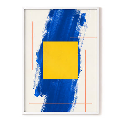 Cobalt Measure, blue, yellow, beige abstract wall art, front artwork view