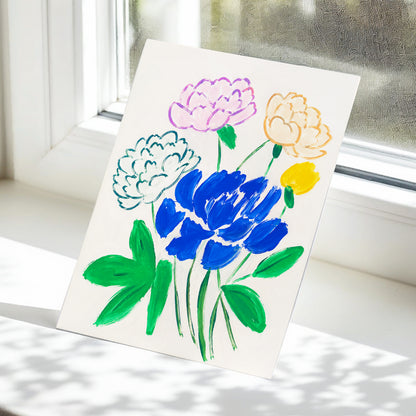 Cobalt Petal Reverie, blue, green, beige floral wall art displayed in a styled interior, gallery view 5