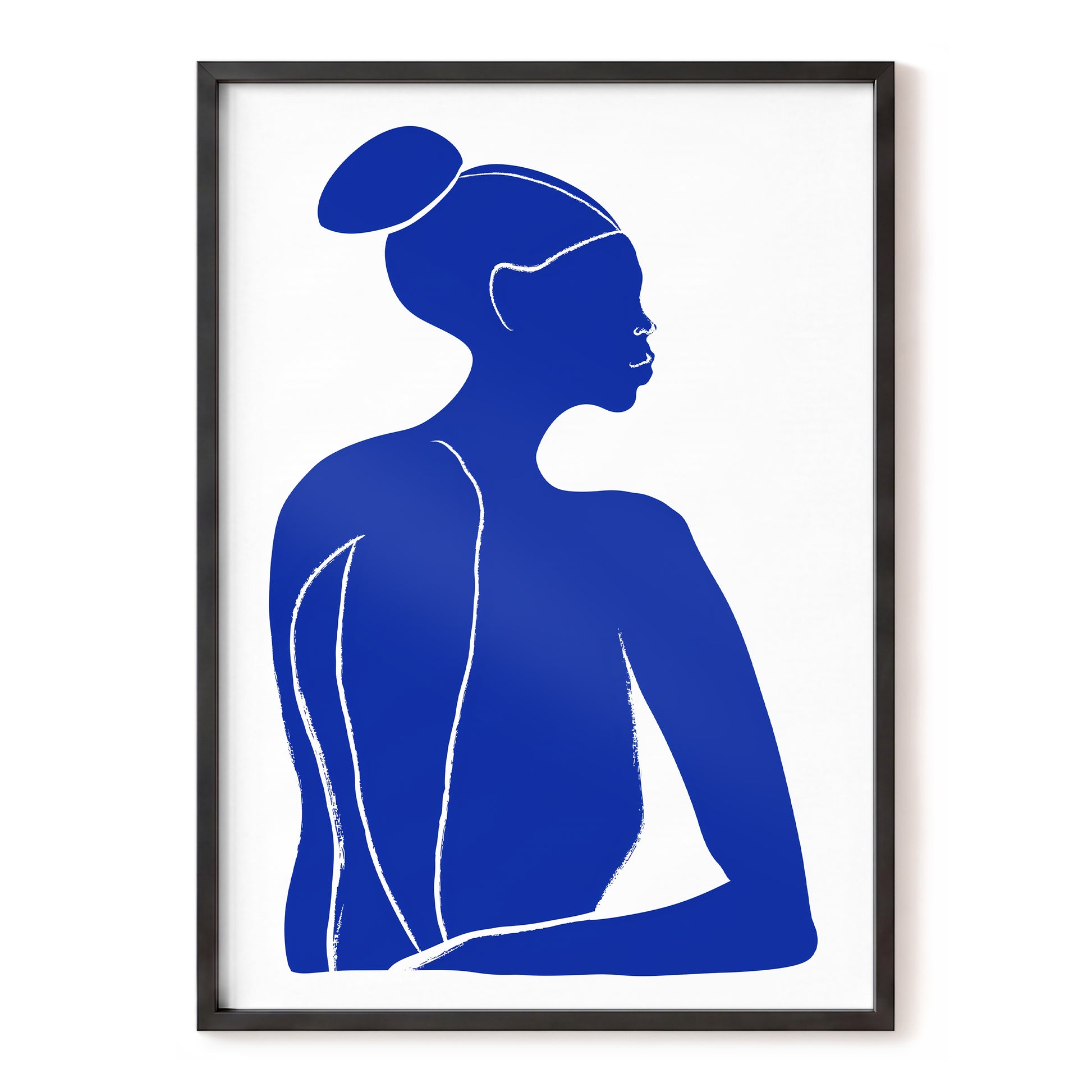 Cobalt Poise, blue, white minimalist wall art, front artwork view