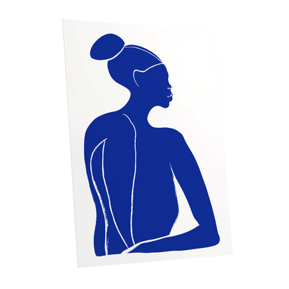 Cobalt Poise, blue, white minimalist wall art shown as a unframed poster wall art print