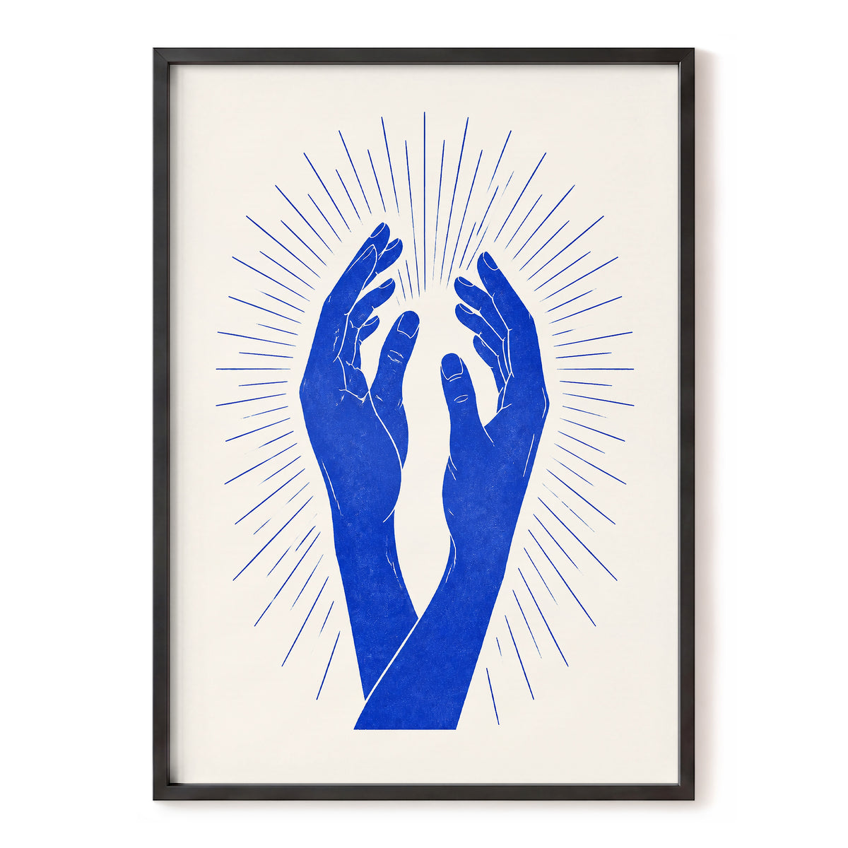 Cobalt Radiance, blue, beige, white minimalist wall art, front artwork view