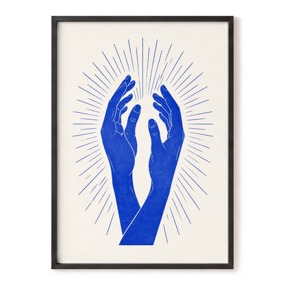 Cobalt Radiance, blue, beige, white minimalist wall art, front artwork view
