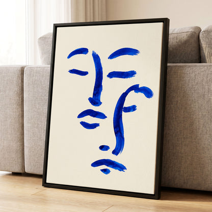 Cobalt Reverie, blue, beige, white minimalist wall art displayed in a styled interior, gallery view 8