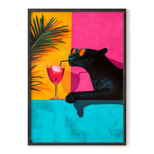 Cocktail Cool, pink, orange, blue nature wall art, front artwork view