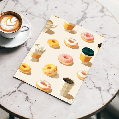 Coffee & Doughnut Parade, beige, orange, pink minimalist wall art displayed in a styled interior, gallery view 3