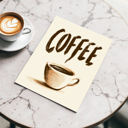 Coffee, Boldly, beige, brown, white minimalist wall art displayed in a styled interior, gallery view 3