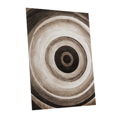 Concentric Stillness, black, brown, beige abstract wall art shown as a unframed poster wall art print