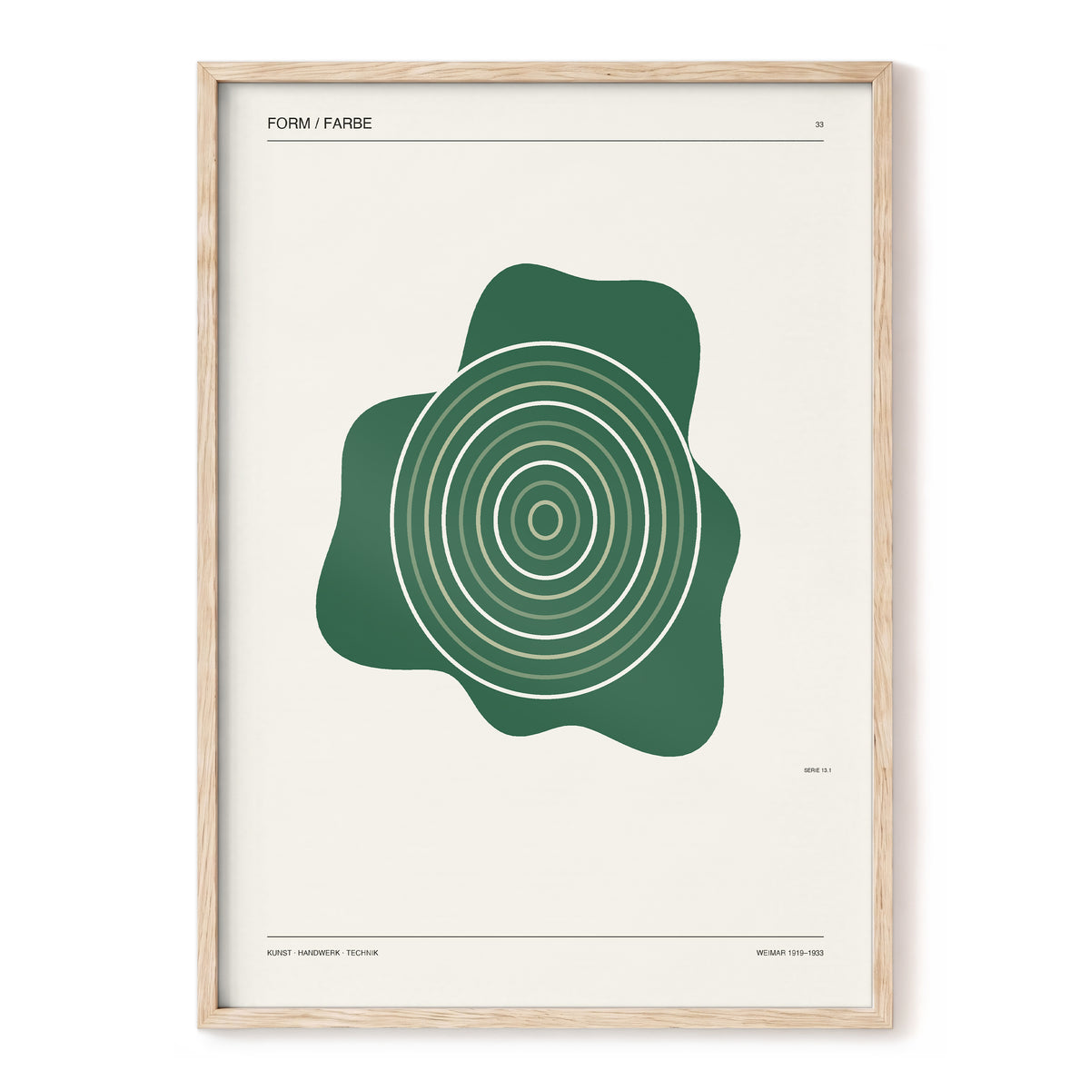 Concentric Verdure, green, beige abstract wall art, front artwork view