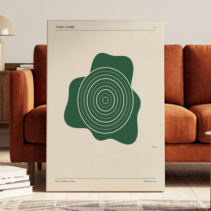 Concentric Verdure, green, beige abstract wall art on canvas displayed in a styled interior, gallery view 2