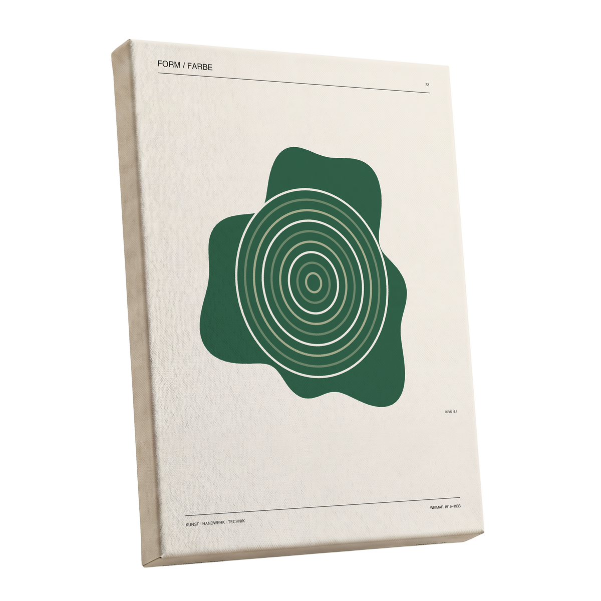 Concentric Verdure, green, beige abstract wall art shown as a stretched canvas wall art