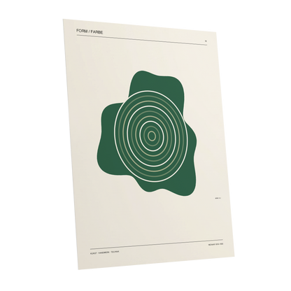 Concentric Verdure, green, beige abstract wall art shown as a unframed poster wall art print