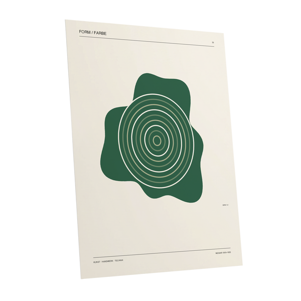 Concentric Verdure, green, beige abstract wall art shown as a unframed poster wall art print