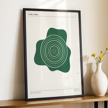 Concentric Verdure, green, beige abstract wall art displayed in a styled interior, gallery view 3