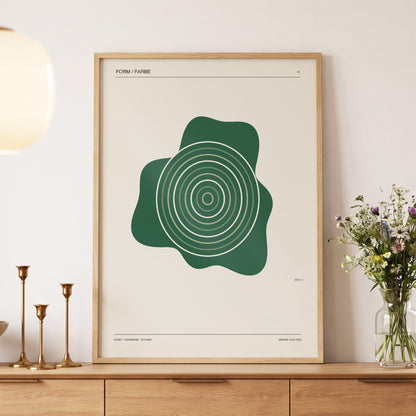 Concentric Verdure, green, beige abstract wall art displayed in a styled interior, gallery view 5