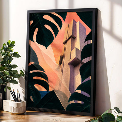 Concrete Canopy, green, black, orange abstract wall art displayed in a styled interior, gallery view 2