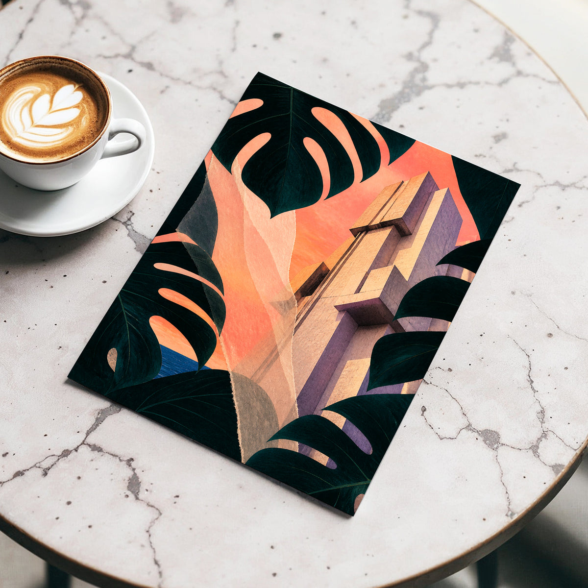 Concrete Canopy, green, black, orange abstract wall art displayed in a styled interior, gallery view 5