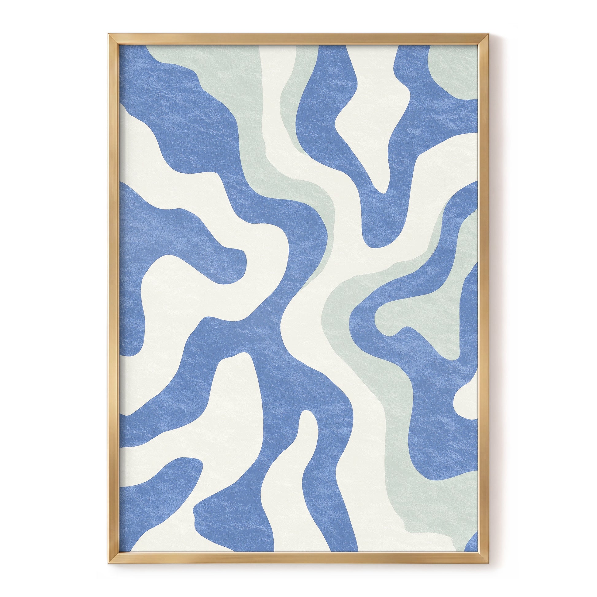 Contour Current, blue, white, green abstract wall art, front artwork view