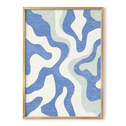 Contour Current, blue, white, green abstract wall art, front artwork view