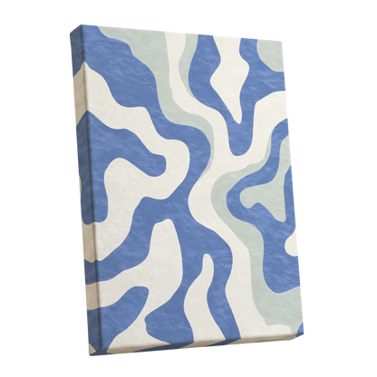 Contour Current, blue, white, green abstract wall art shown as a stretched canvas wall art